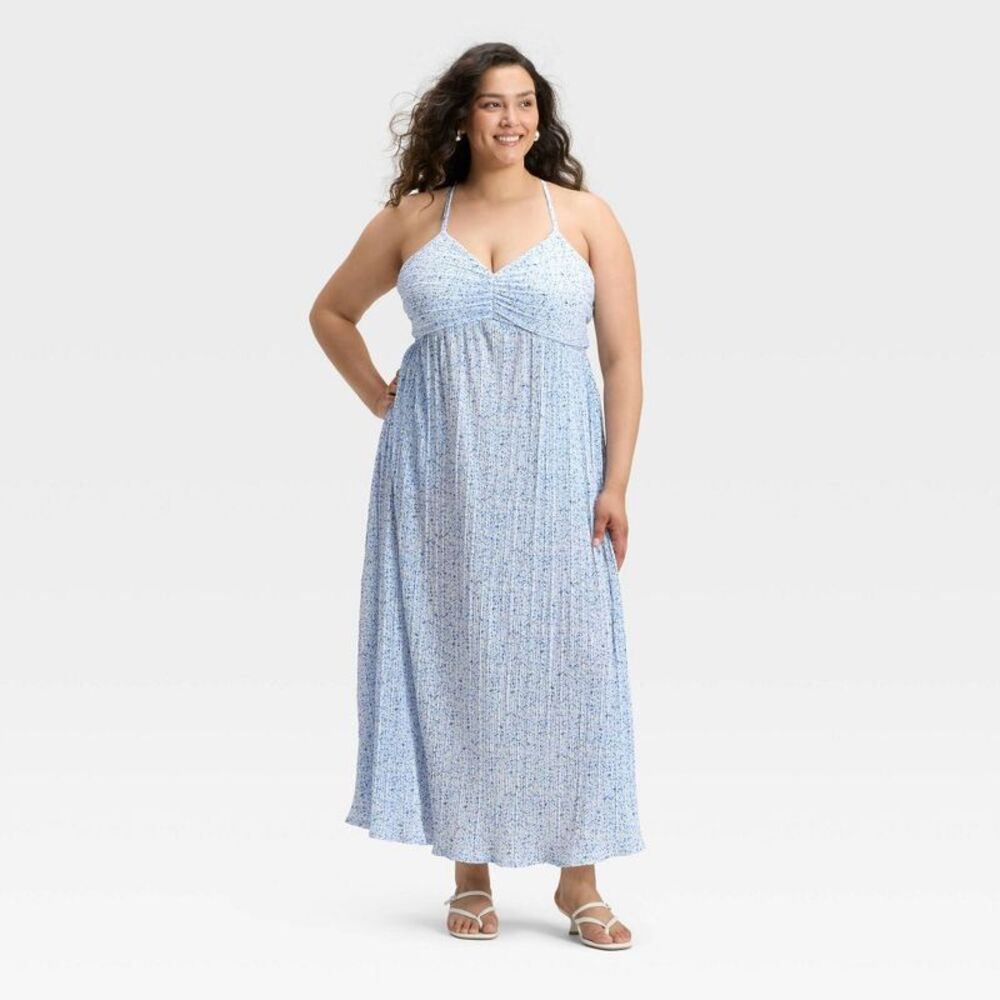 A New Day - Women's Pleated Maxi Dress - A New Day Light Blue  Blue